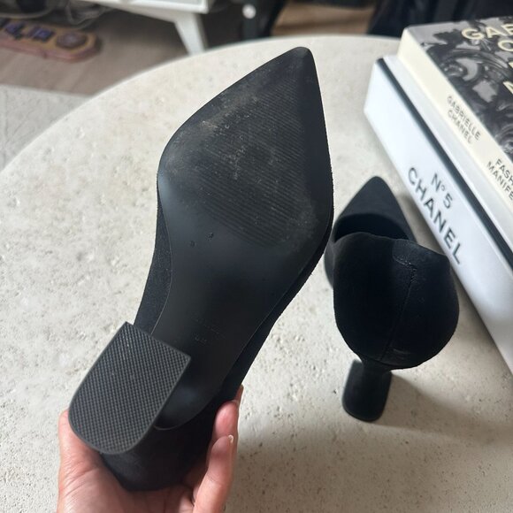 Steve Madden Suede Black Zana Sculpted Heel Pointed-Toe Pumps Dress Shoe Size 8M - Picture 6 of 9